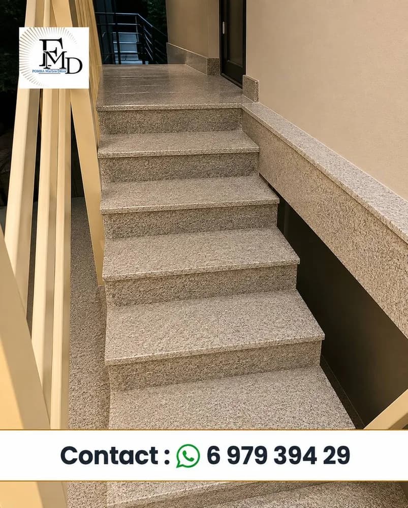 Habillage d'Escalier Granit Clair — Fomba Marbre Décor
