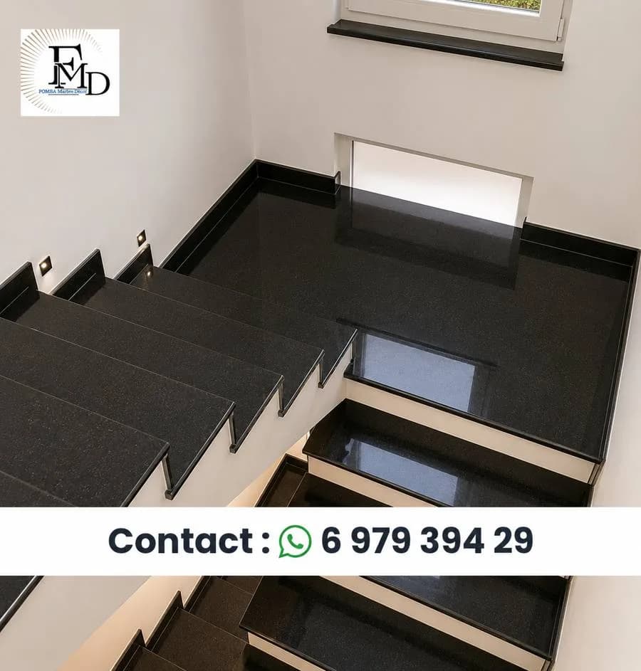 Marches d'Escalier Granit Noir — Fomba Marbre Décor