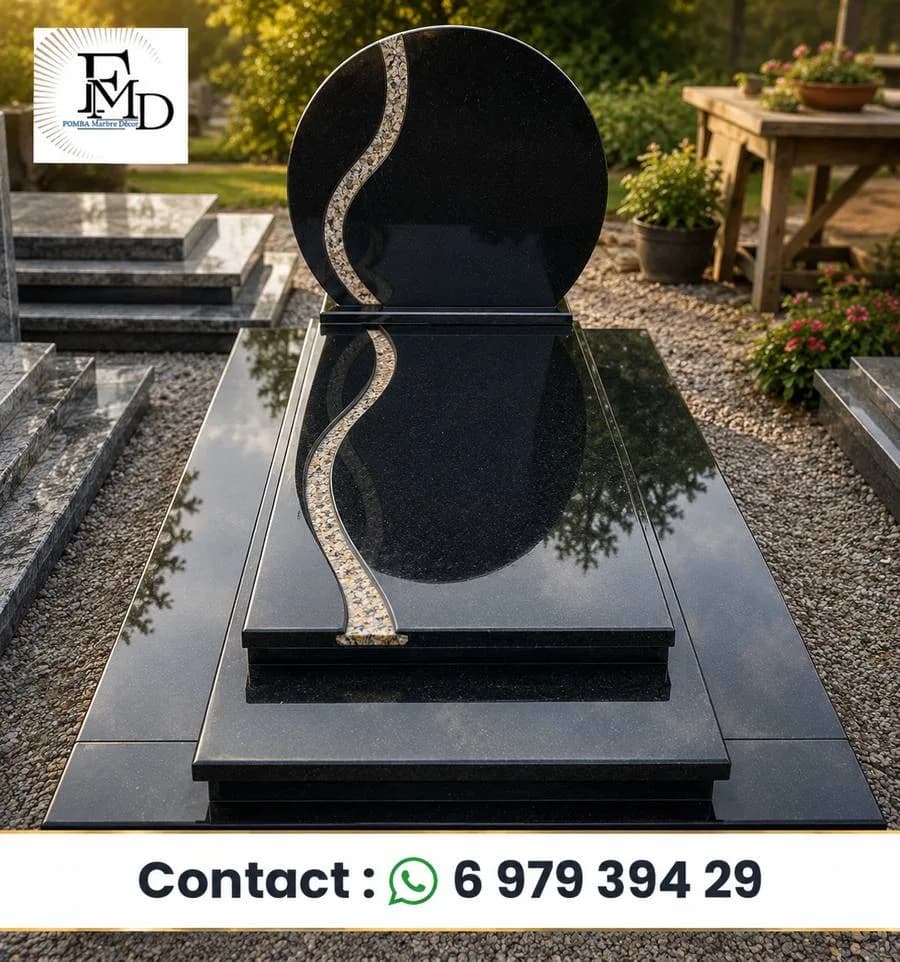Monument Funéraire Granit Black Galaxy — Fomba Marbre Décor