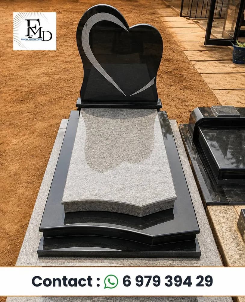 Monument Funéraire Granit gris et noir — Fomba Marbre Décor