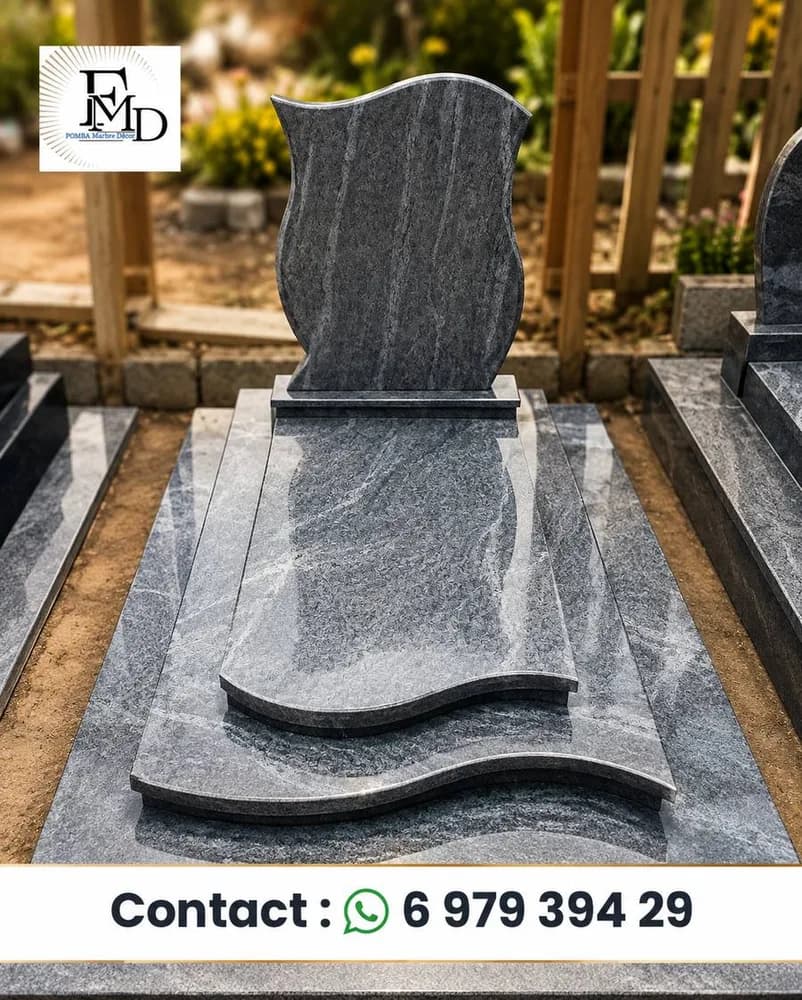 Monument Funéraire Granit gris Synphoni — Fomba Marbre Décor